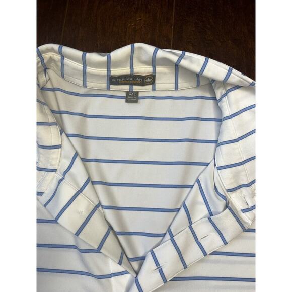 Peter Millar Mens Summer comfort blue Striped Short Sleeve Shirt Size XXL - Picture 3 of 5